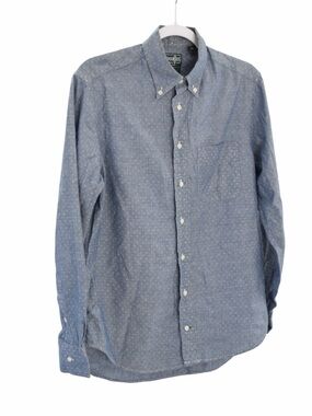 Gitman Bros Men's Medium M Blue Polka Dot Woven Oxford Dress Shirt USA